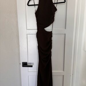 Zara Dark Brown Backless Maxi Dress